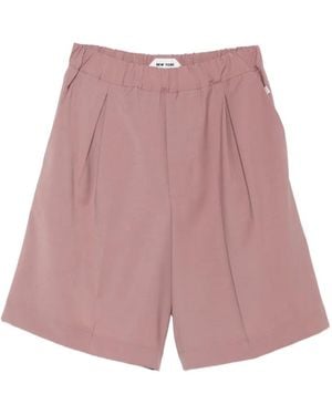 NEW YORK RESIDENT Pleated Elasticated-Waist Shorts - Pink