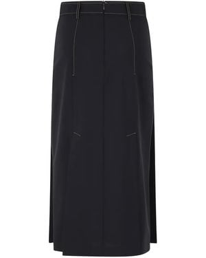 Semicouture Janette Contrast-Stitch Pleated Midi Skirt - Black