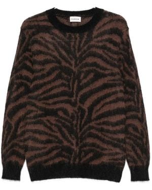 P.A.R.O.S.H. Zebra-Pattern Crew-Neck Sweater - Black