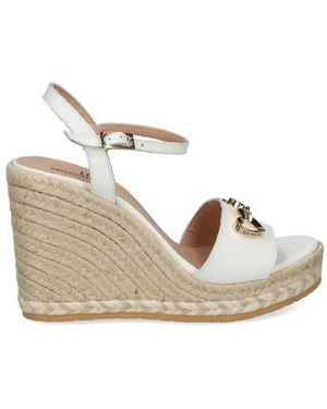 Love Moschino Heart-Plaque Wedge Sandals - Natural
