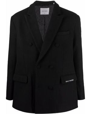 Daily Paper Double-Breasted Button Coat - Black