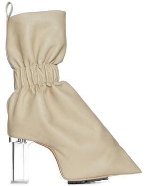 Rick Owens Taquito Ruched Leather Boots - Natural