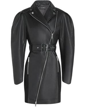 KARL LAGERFELD Mini Belted Biker Dress - Black