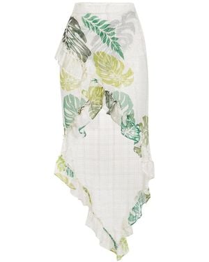 Amir Slama Palm Leaf Print Ruffle Skirt - Multicolour