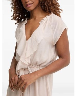 Guess Ruffled Long Dress - Brown