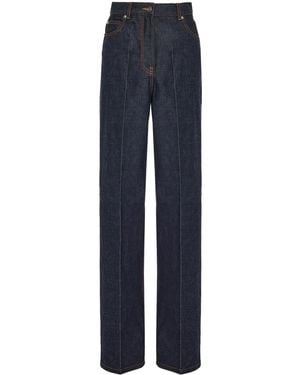 Ferragamo コントラストステッチ ワイドジーンズ - ブルー
