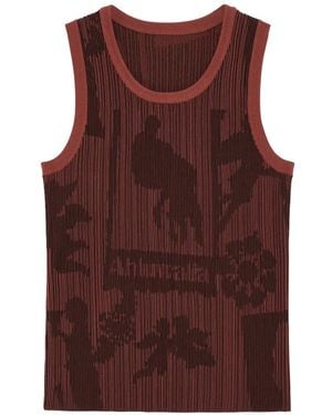 Ahluwalia Graphic-Print Ribbed Vest - Brown