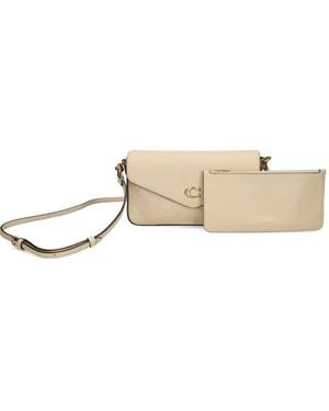 COACH Embossed-Logo Leather Crossbody Bag - Natural