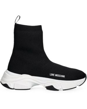 Love Moschino Logo-Print Sock Trainers - Black