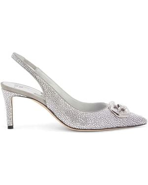 Giuseppe Zanotti Cyprienne Crystal Slingback Court Shoes - White