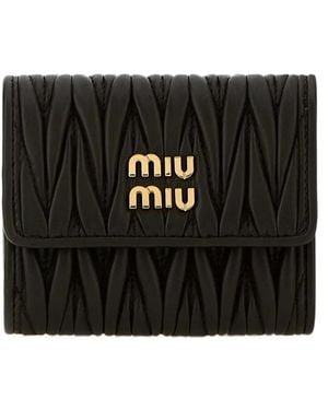 Miu Miu Matelassé Leather Wallet - Black