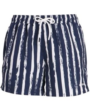 BOSS Gestreifte Shorts Mit Kordelzug - Blau