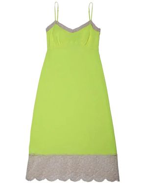Simone Rocha Vestido Midi Con Ribetes De Encaje - Verde