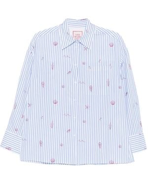 Pennyblack Embroidered Striped Shirt - Blue