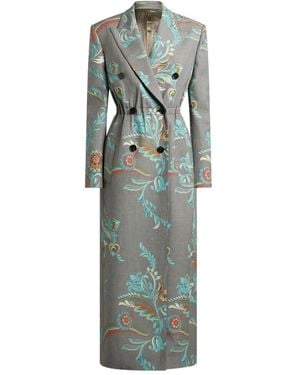 Etro プリント ダブルコート - グリーン