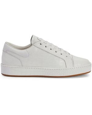 Giuseppe Zanotti Gz-City Crocodile-Embossed Lace-Up Low-Top Trainers - White