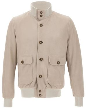 Barba Napoli Vermont High-Collar Jacket - White