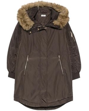 Liu Jo Fur-Trim Zip-Up Coat - Grey