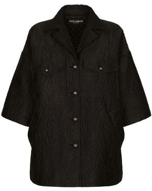 Dolce & Gabbana Floral-Jacquard Short Cape - Black