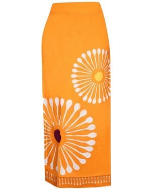 Cala De La Cruz Zip-Fastening Midi Skirt - Orange