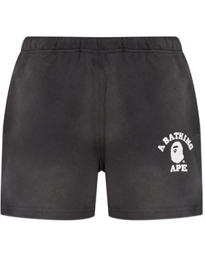 A Bathing Ape Bermudas Con Detalle De Logo - Negro