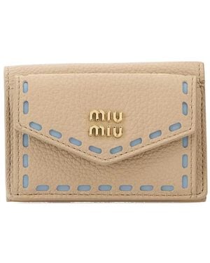 Miu Miu Sand Logo Wallet - Natural