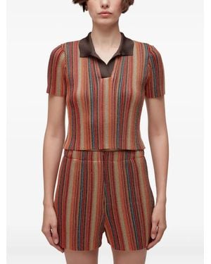 Osklen Striped Polo-Neck T-Shirt - Red