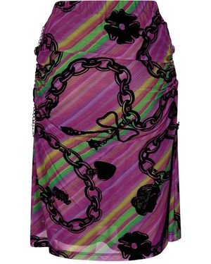 Chopova Lowena Chain-Print Mesh Skirt - Purple