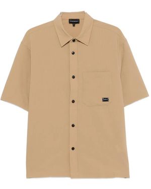 Emporio Armani Logo-Plaque Short-Sleeve Shirt - Natural
