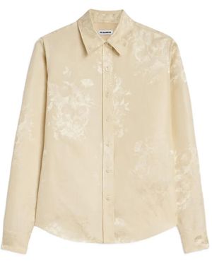 Jil Sander Flower-Jacquard Fitted Shirt - Natural