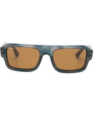 Ray-Ban Flacko Sonnenbrille Mit Eckigem Gestell - Blau