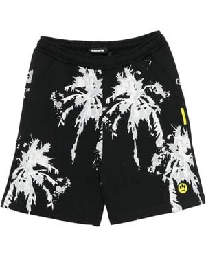 Barrow Kordelzug-Badeshorts Mit Palmen-Print - Schwarz