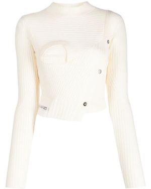 Feng Chen Wang Asymmetric Ribbed-Knit Sweater - Natural