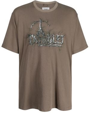 Doublet Logo-Embroidery Cotton T-Shirt - Brown