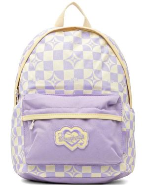 Doughnut Mini Plus One Kaleido Checkerboard-Print Logo-Patch Backpack - White