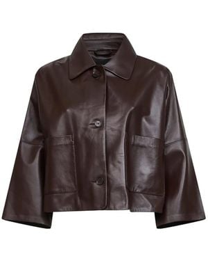 Arma Pocket Leather Jacket - Brown