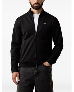 EA7 Logo-Plaque Zip-Up Sweater - Black