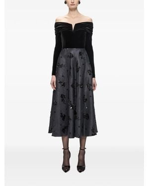 Nissa Off-Shoulder Embellished Mini Dress - Black