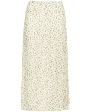 Mar De Margaritas Roxana Floral-Print Side-Slit Midi Skirt - White