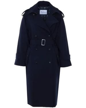 Max Mara Belted Wool Coat - Blue