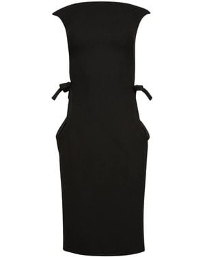 Miu Miu Boat-Neck Wool Midi Dress - Black