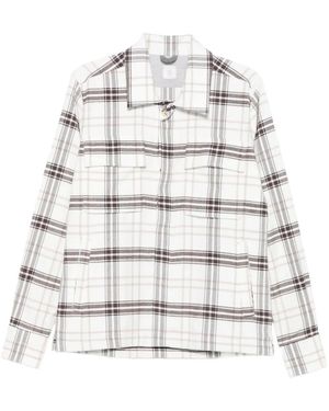 Eleventy Checked Chest-Pocket Shirt - White