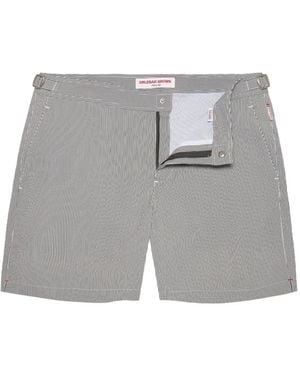 Orlebar Brown Mid-Length Seersucker Stripe Swim Shorts - Grey