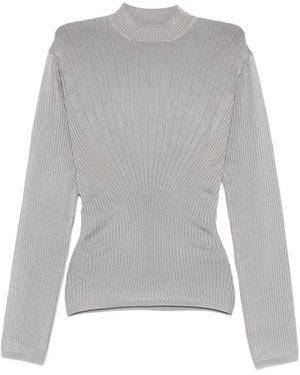 Mugler Ribbed High-Neck Jumper - Grey