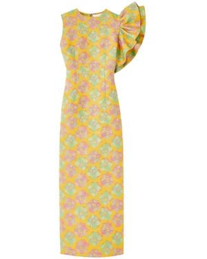 D'Estree One-Shoulder-Midikleid mit Blumenmotiv - Gelb