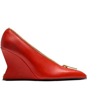 Balmain Zip Wedge Heeled Pumps - Red