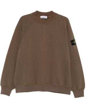 Stone Island Logo-Patch Raglan-Sleeve Sweatshirt - Brown