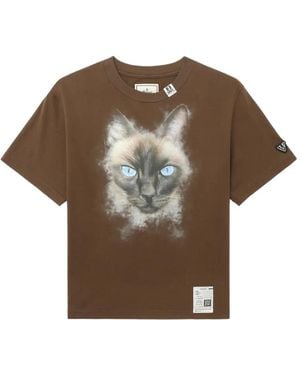 Maison Mihara Yasuhiro T-Shirt mit Katzen-Print - Braun