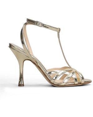 Anna F. Metallic T-Bar Sandals - White