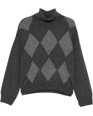 Peserico Jersey De Punto De Rombos Con Lentejuelas - Negro